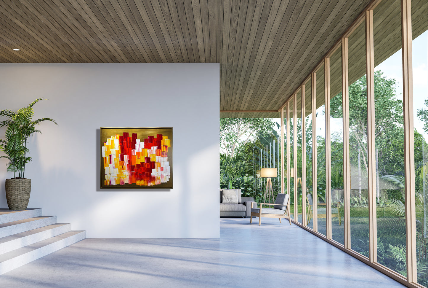 Reflected City In Red